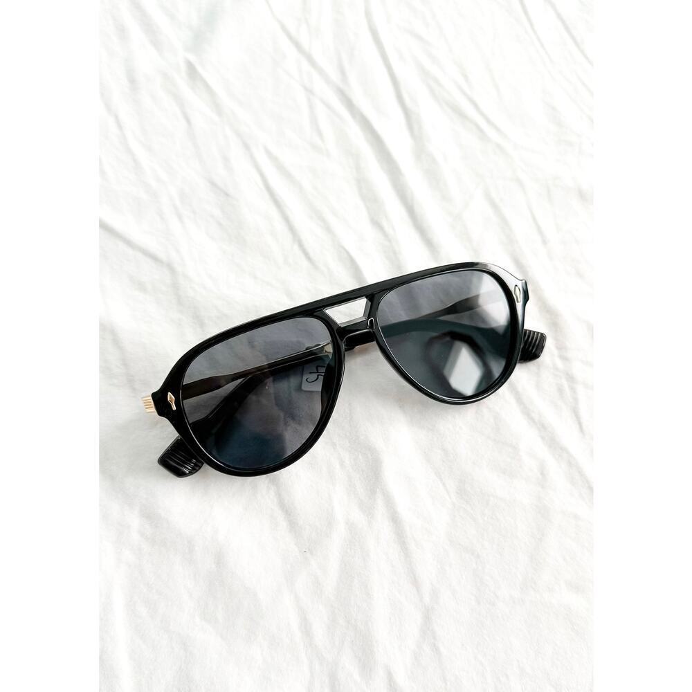 NEW VZN Frames Sainte Maxi | Onyx Black Round Aviator Sunglasses - Picture 6 of 7
